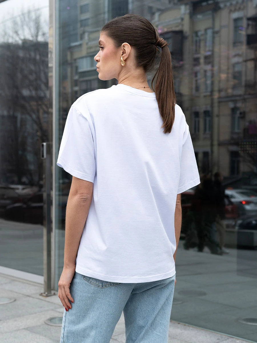 Кохай Women's T-Shirt Cotton Simple Design Summer Fashion Printing Tee Summer Boutique Shirt Drop Sleeve Shirt