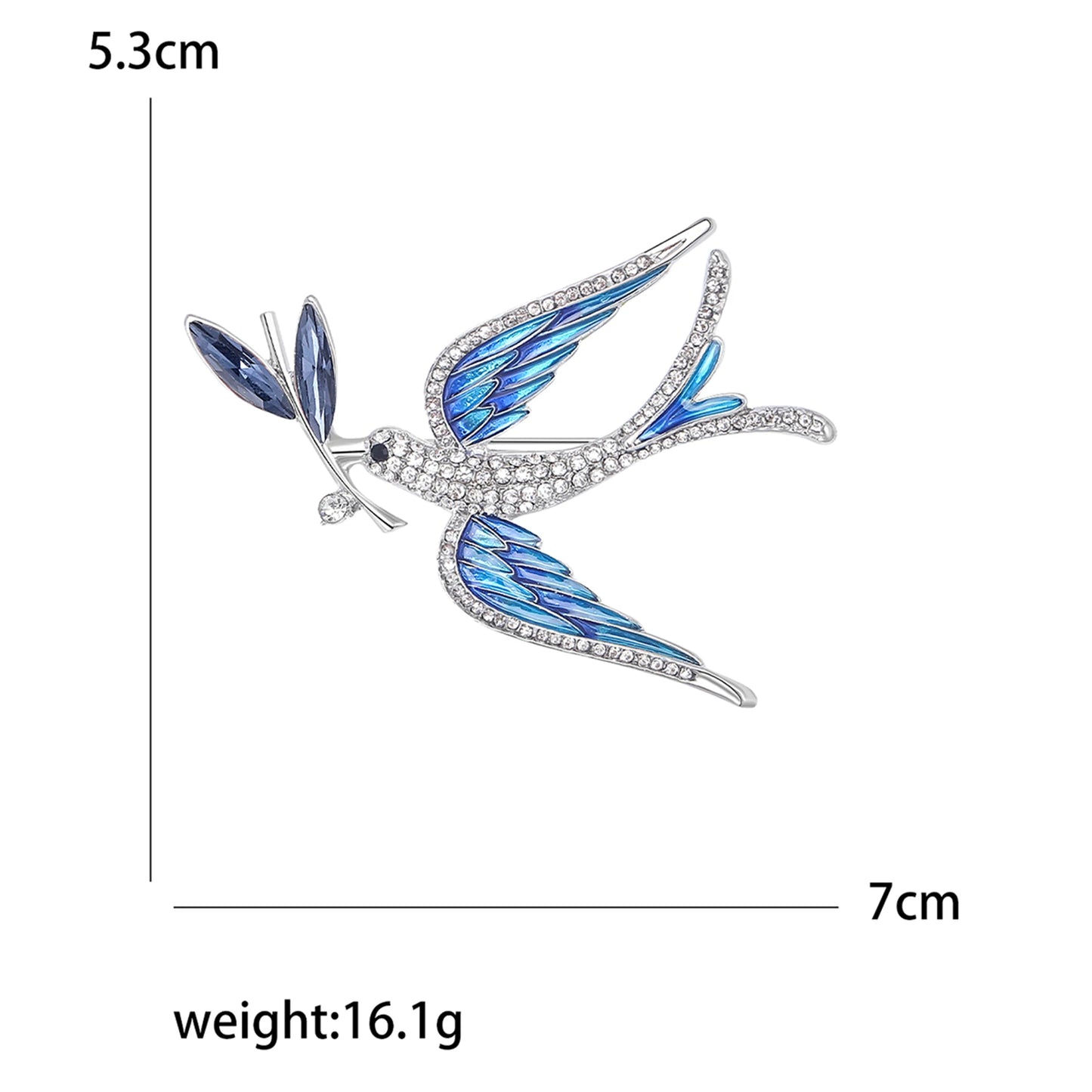 Enamel Peace Dove Brooch for Women Ukraine Rhinestone Ear of Wheat Pin Banquet Party Backpack Gifts Jewelry Accessories