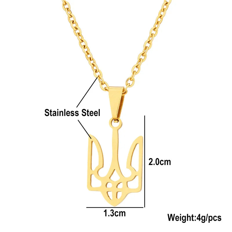 Ukraine national emblem necklace party jewelry stainless steel pendant simple necklace chain lengthening wholesale