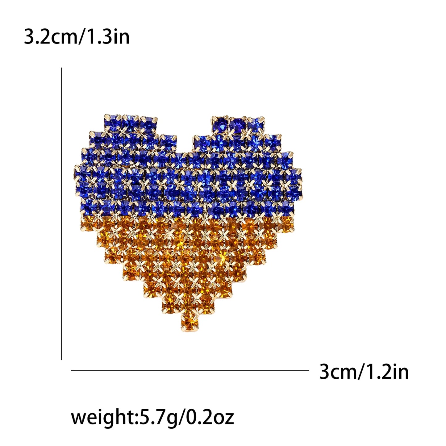 Rhinestone Ukraine National Emblem Brooches for Women Unisex Enamel Botanical Pins Event Party Decoration Clothes Accessories
