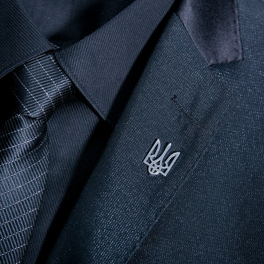 Tangula Classic Ukrainian National Emblem Brooch Stainless Steel Men Ukraine Symbol Badge Pins Jewelry Groom Wedding Accessories