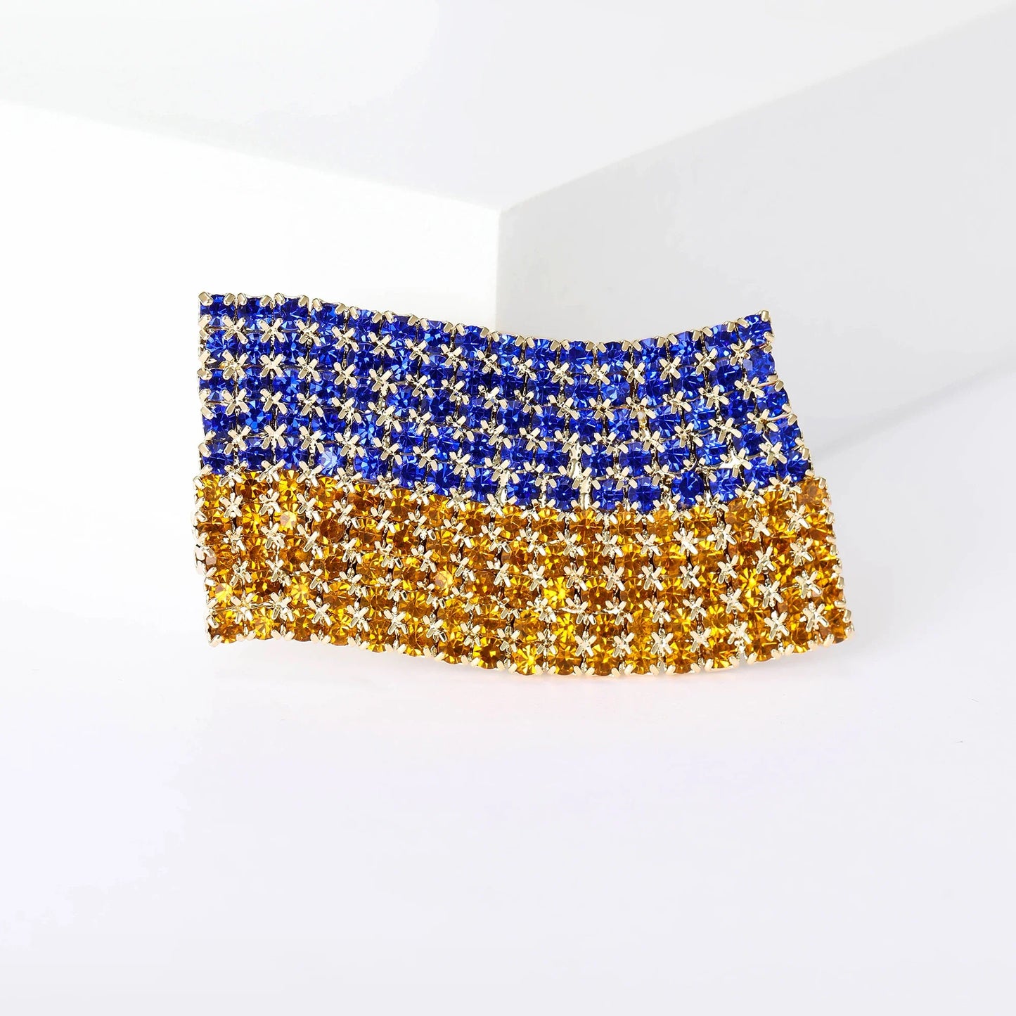 Rhinestone Ukraine National Emblem Brooches for Women Unisex Enamel Botanical Pins Event Party Decoration Clothes Accessories
