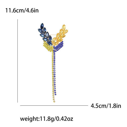 Enamel Peace Dove Brooch for Women Ukraine Rhinestone Ear of Wheat Pin Banquet Party Backpack Gifts Jewelry Accessories