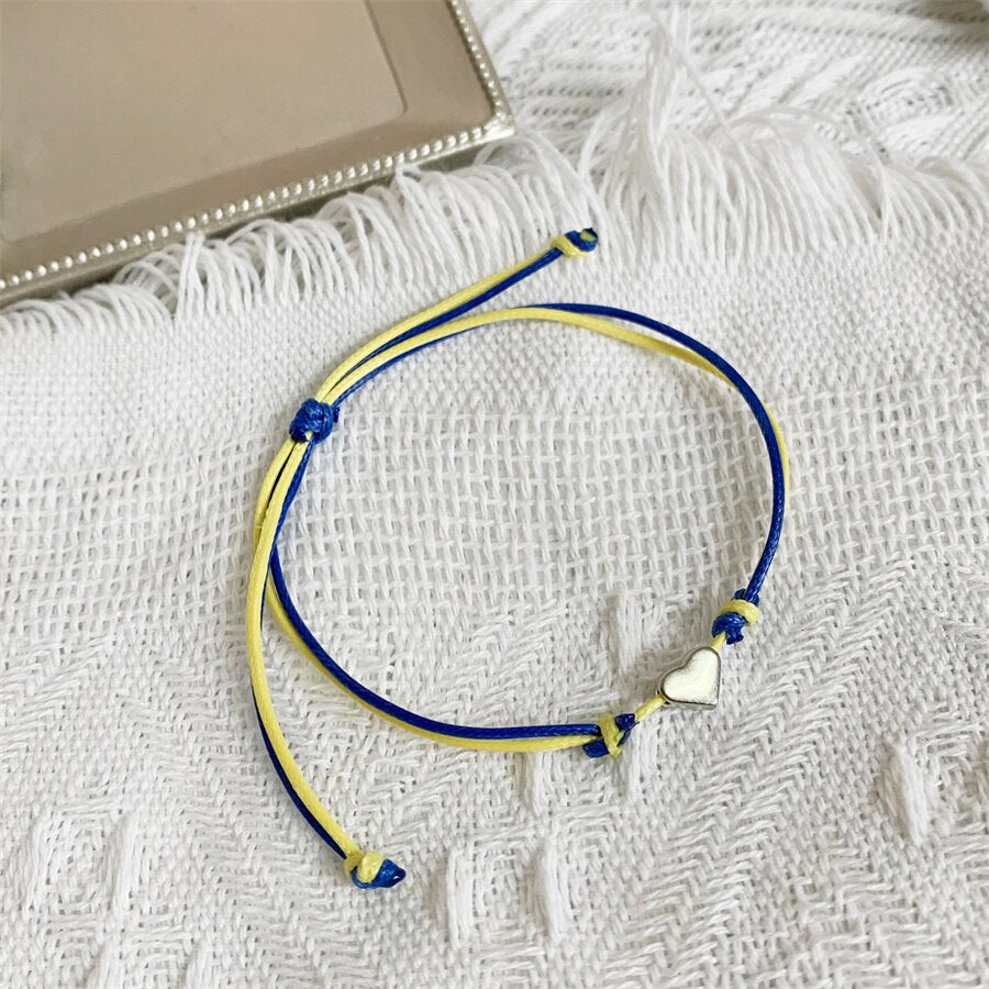 Charm Blue Yellow Ukraine Bracelets For Women Men Creative Ukrainian Flag Color Handmade Braided String Bracelet Couple Jewelry