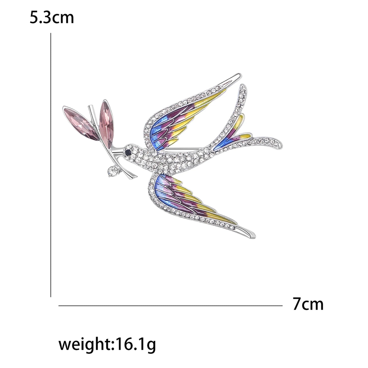 Enamel Peace Dove Brooches for Women Ukraine Rhinestone Ear of Wheat Pins Office Party Friend Gifts Jewelry Accessories