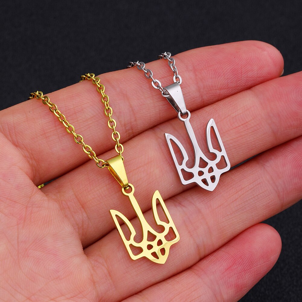 Ukraine Flag National Symbols Pendant Necklace Stainless Steel Men Women Tryzub Ukrainian Solidarity Choker Jewelry Gift