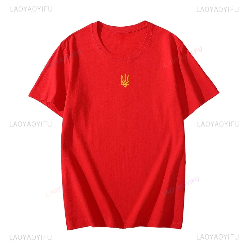Ukraine Trident Man's T Shirt Ukraine-Coat of Arms Cotton T-shirt Ukrainian Patriotic Graphic T Shirs Fashion Summer Streetwear