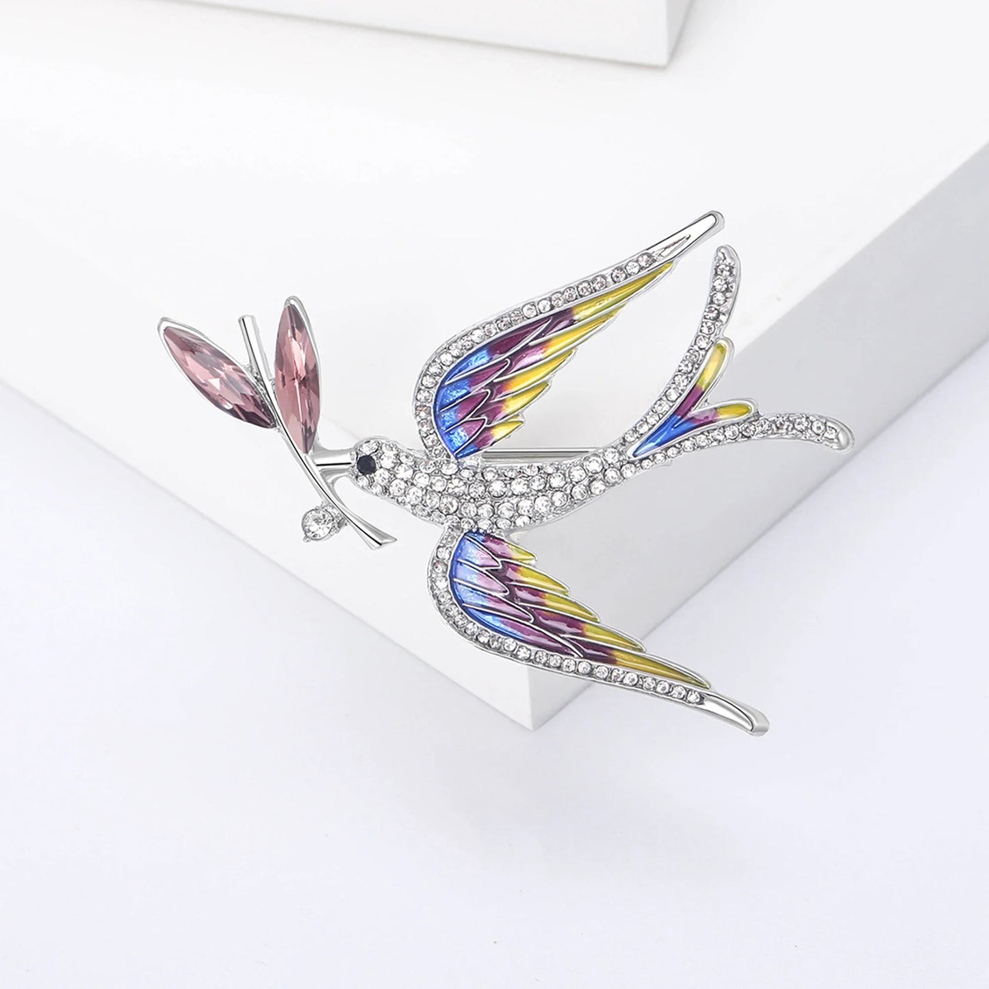 Enamel Peace Dove Brooches for Women Ukraine Rhinestone Ear of Wheat Pins Event Party Backpack Decoration Clothes Accessories