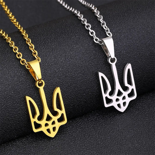 Ukraine national emblem necklace party jewelry stainless steel pendant simple necklace chain lengthening wholesale