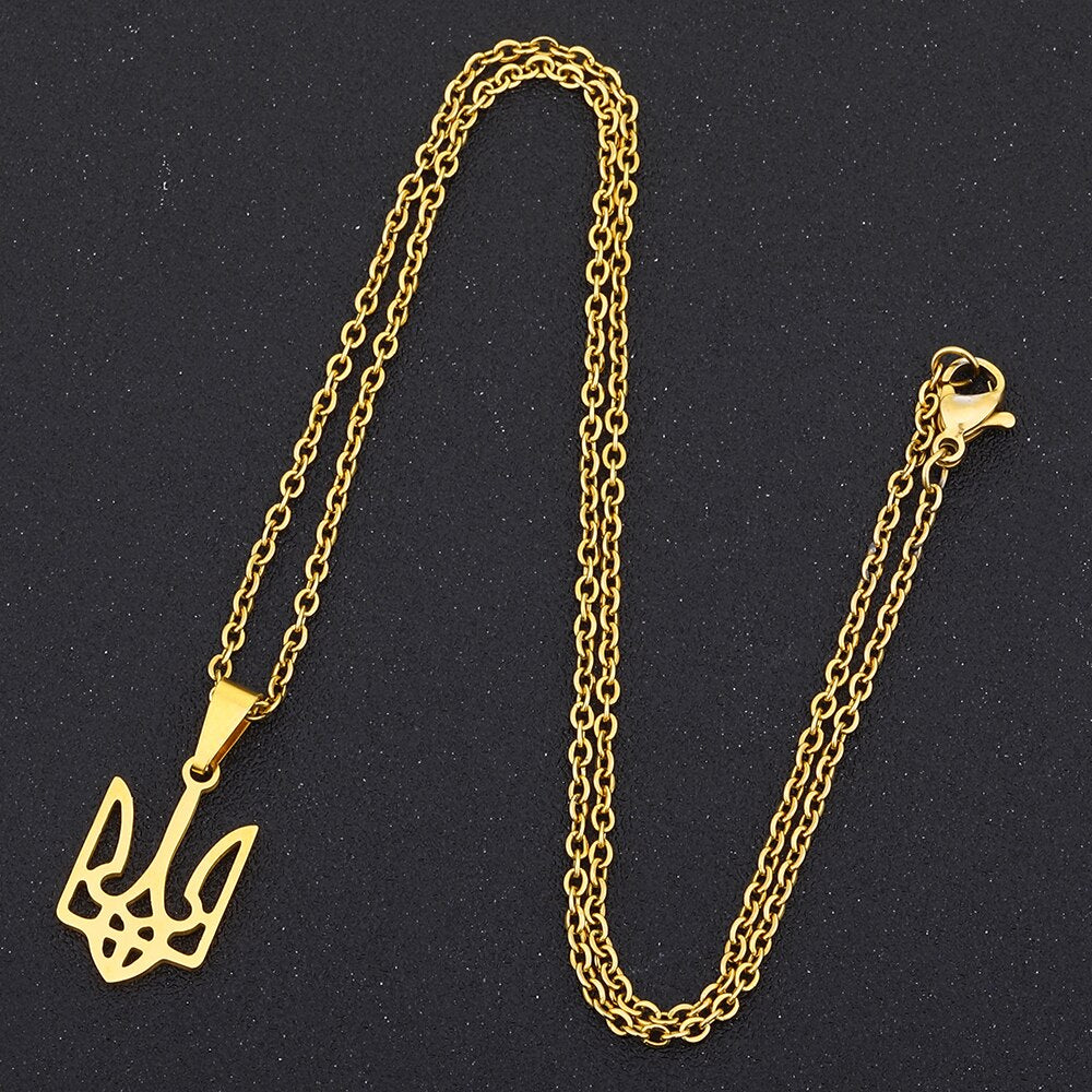 Ukraine Flag National Symbols Pendant Necklace Stainless Steel Men Women Tryzub Ukrainian Solidarity Choker Jewelry Gift