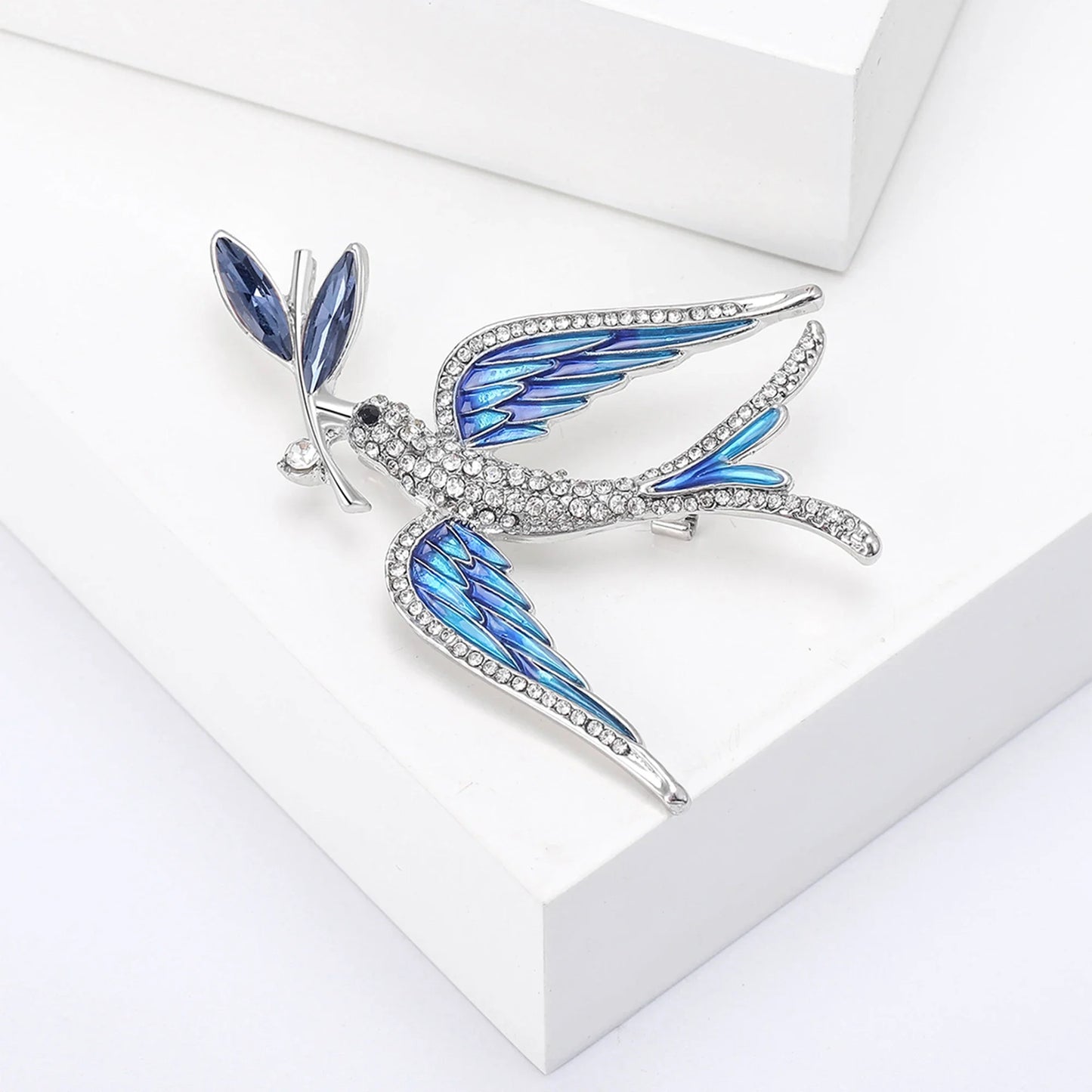 Enamel Peace Dove Brooches for Women Ukraine Rhinestone Ear of Wheat Pins Event Party Backpack Decoration Clothes Accessories