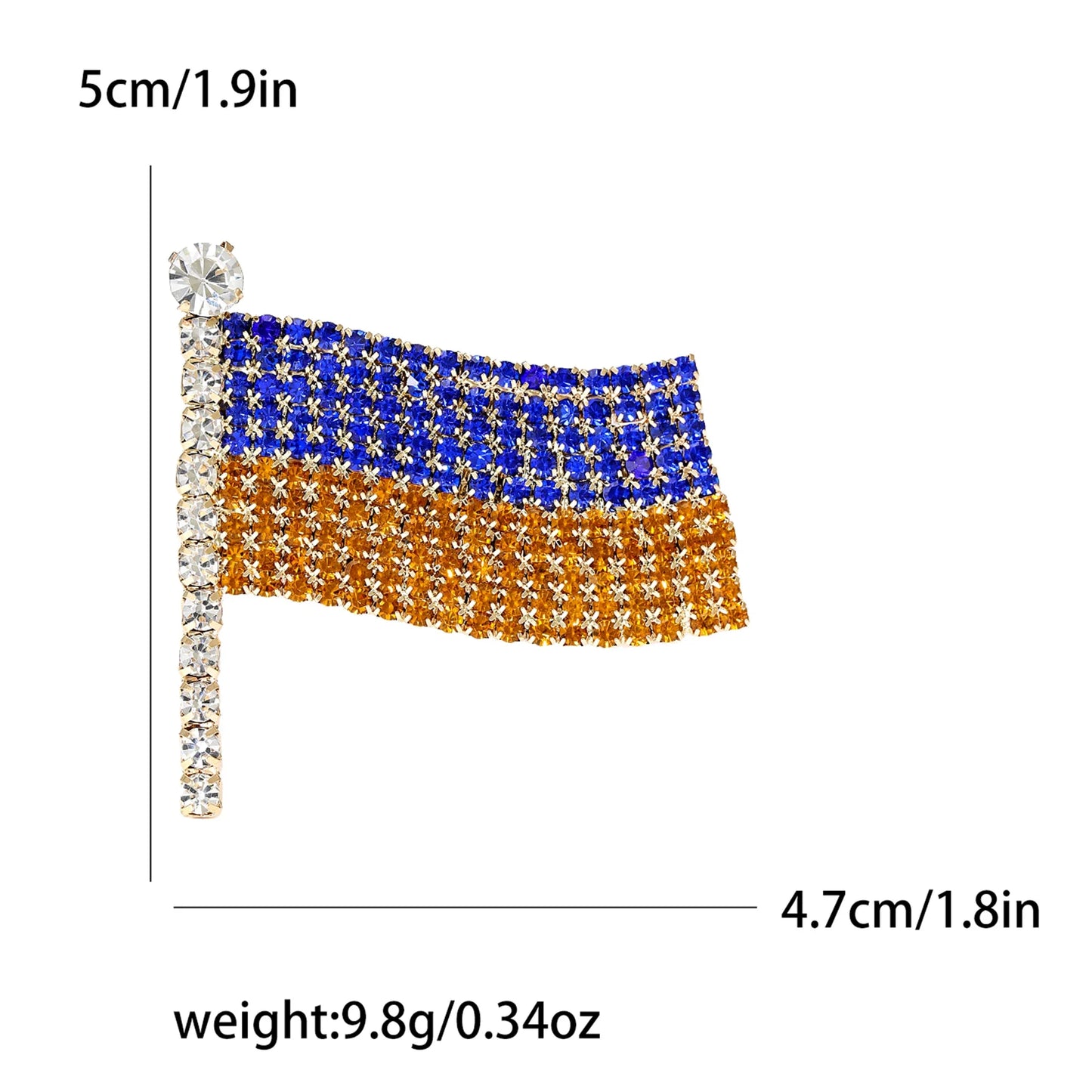 Rhinestone Ukraine National Emblem Brooches for Women Unisex Enamel Botanical Pins Event Party Decoration Clothes Accessories