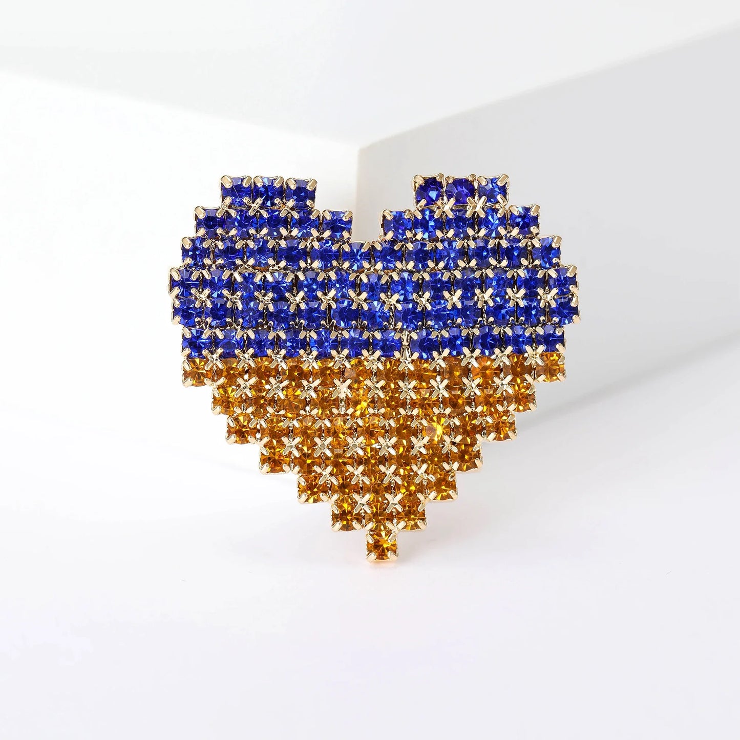 Rhinestone Ukraine National Emblem Brooches for Women Unisex Enamel Botanical Pins Event Party Decoration Clothes Accessories