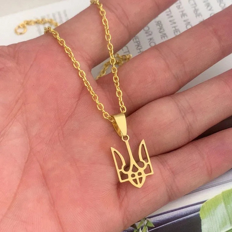 Ukraine national emblem necklace party jewelry stainless steel pendant simple necklace chain lengthening wholesale