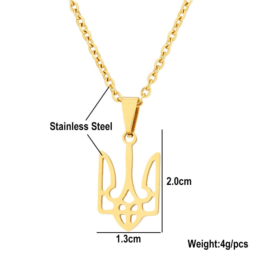 Ukraine Flag National Symbols Pendant Necklace Stainless Steel Men Women Tryzub Ukrainian Solidarity Choker Jewelry Gift