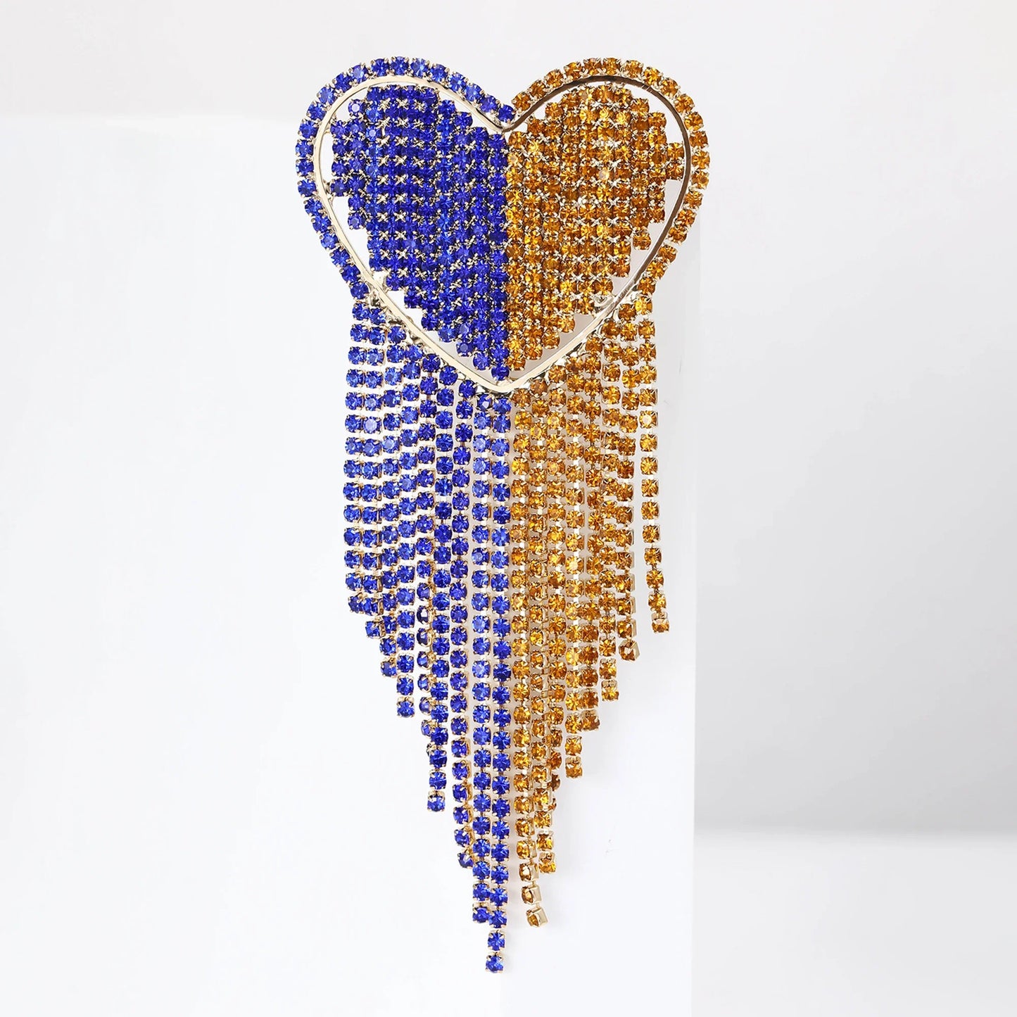 Rhinestone Ukraine National Emblem Brooches for Women Unisex Enamel Botanical Pins Event Party Decoration Clothes Accessories