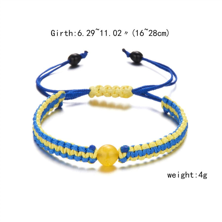 Charm Blue Yellow Ukraine Bracelets For Women Men Creative Ukrainian Flag Color Handmade Braided String Bracelet Couple Jewelry