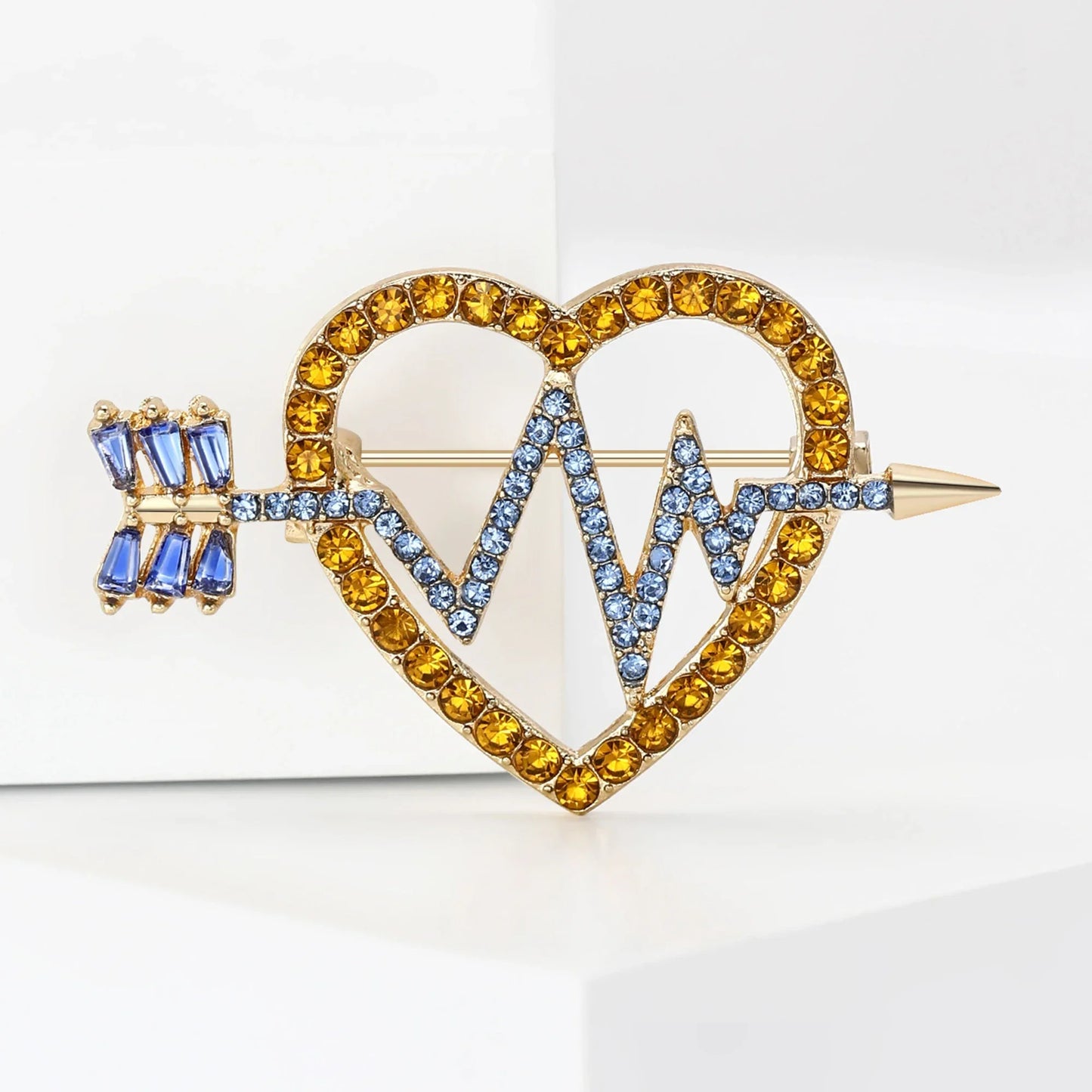 Rhinestone Ukraine National Emblem Brooches for Women Unisex Enamel Botanical Pins Event Party Decoration Clothes Accessories