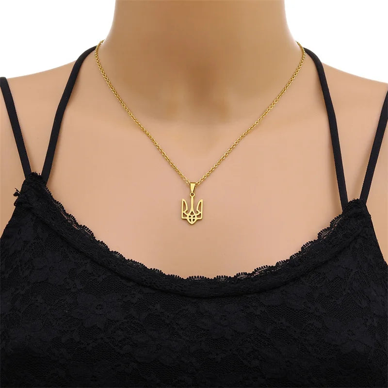 Ukraine national emblem necklace party jewelry stainless steel pendant simple necklace chain lengthening wholesale