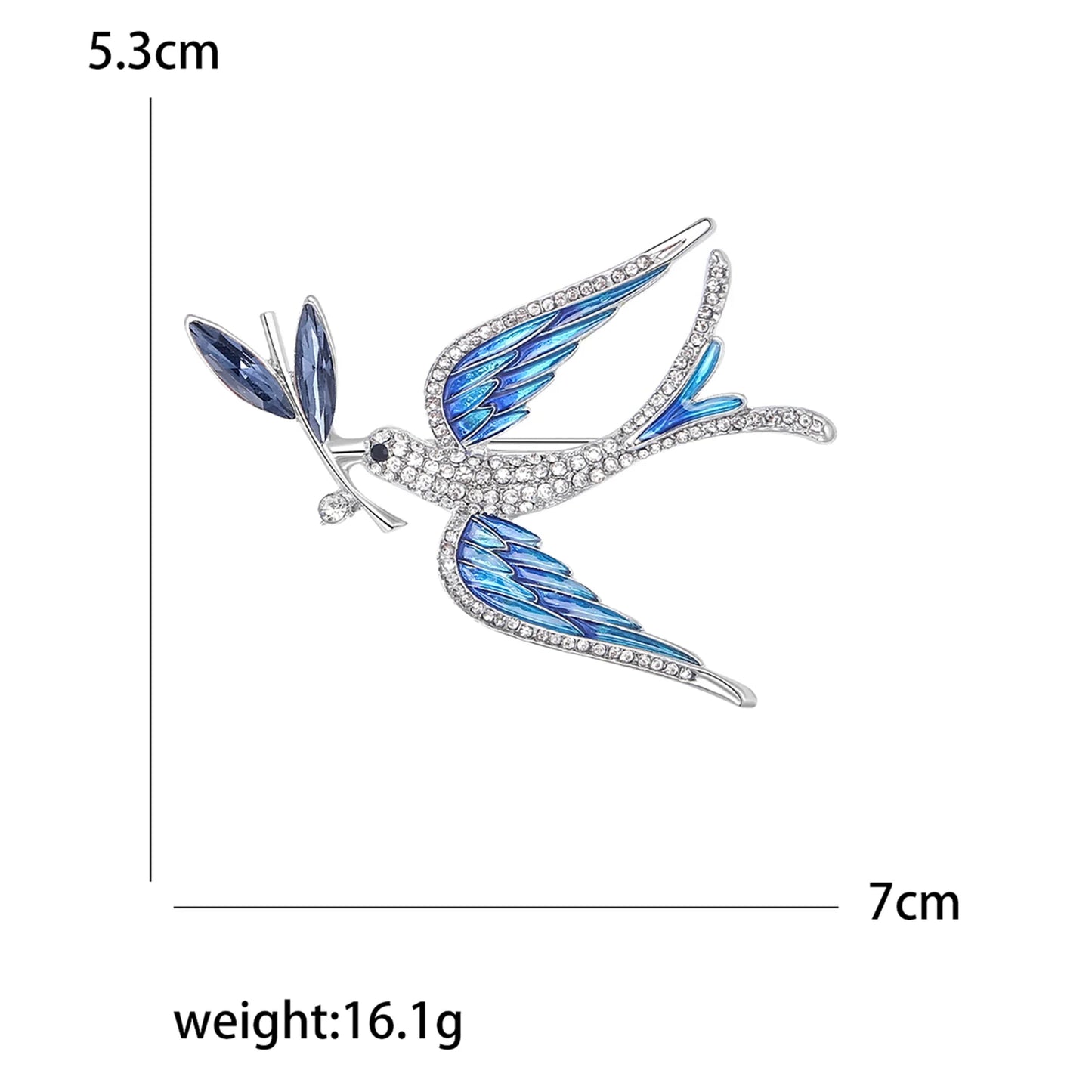 Enamel Peace Dove Brooches for Women Ukraine Rhinestone Ear of Wheat Pins Office Party Friend Gifts Jewelry Accessories