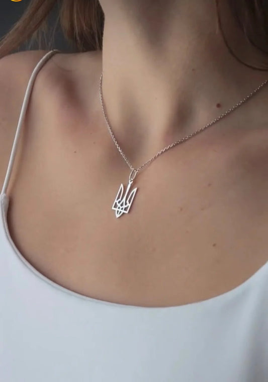Ukraine National Emblem Necklace Party Jewelry Stainless Steel Pendant Necklace Simple Ukrainian Symbol Necklace
