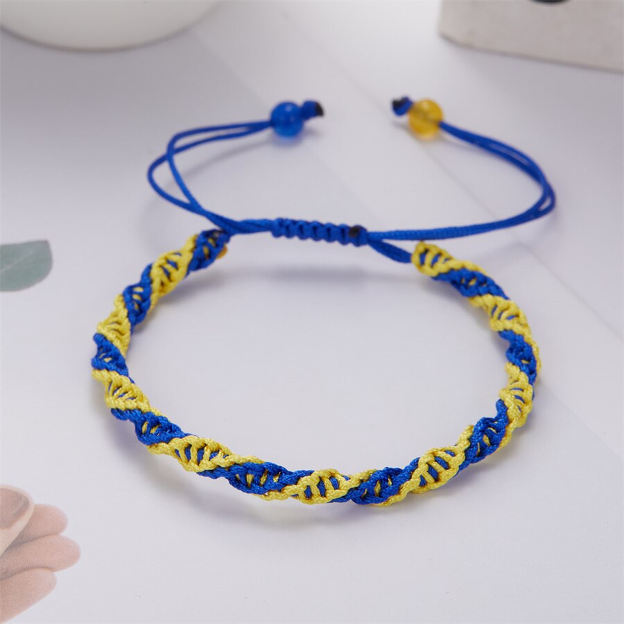 Charm Blue Yellow Ukraine Bracelets For Women Men Creative Ukrainian Flag Color Handmade Braided String Bracelet Couple Jewelry
