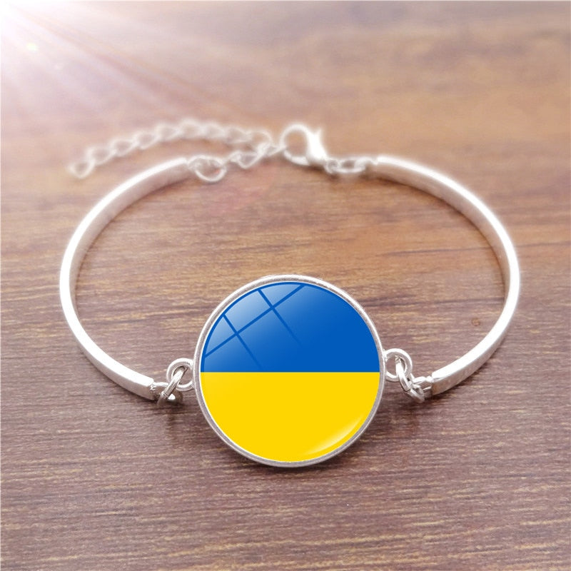 Simple Fashion Ukraine Multilayer Leather Bracelets For Women Men Ukrainian Flag Charm Bracelet Bangle Proud Patriotism Jewelry