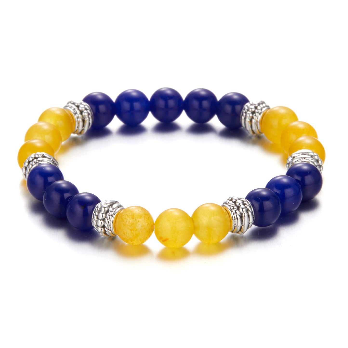 New Fashion Ukraine Beaded Bracelet For Men Smooth Natural Stone Handmade Charm Bracelets Women Patriotism Pride Jewelry