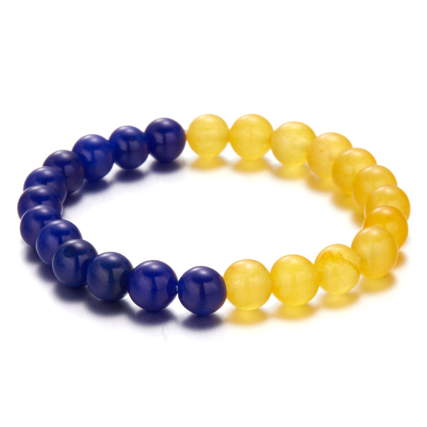 New Fashion Ukraine Beaded Bracelet For Men Smooth Natural Stone Handmade Charm Bracelets Women Patriotism Pride Jewelry