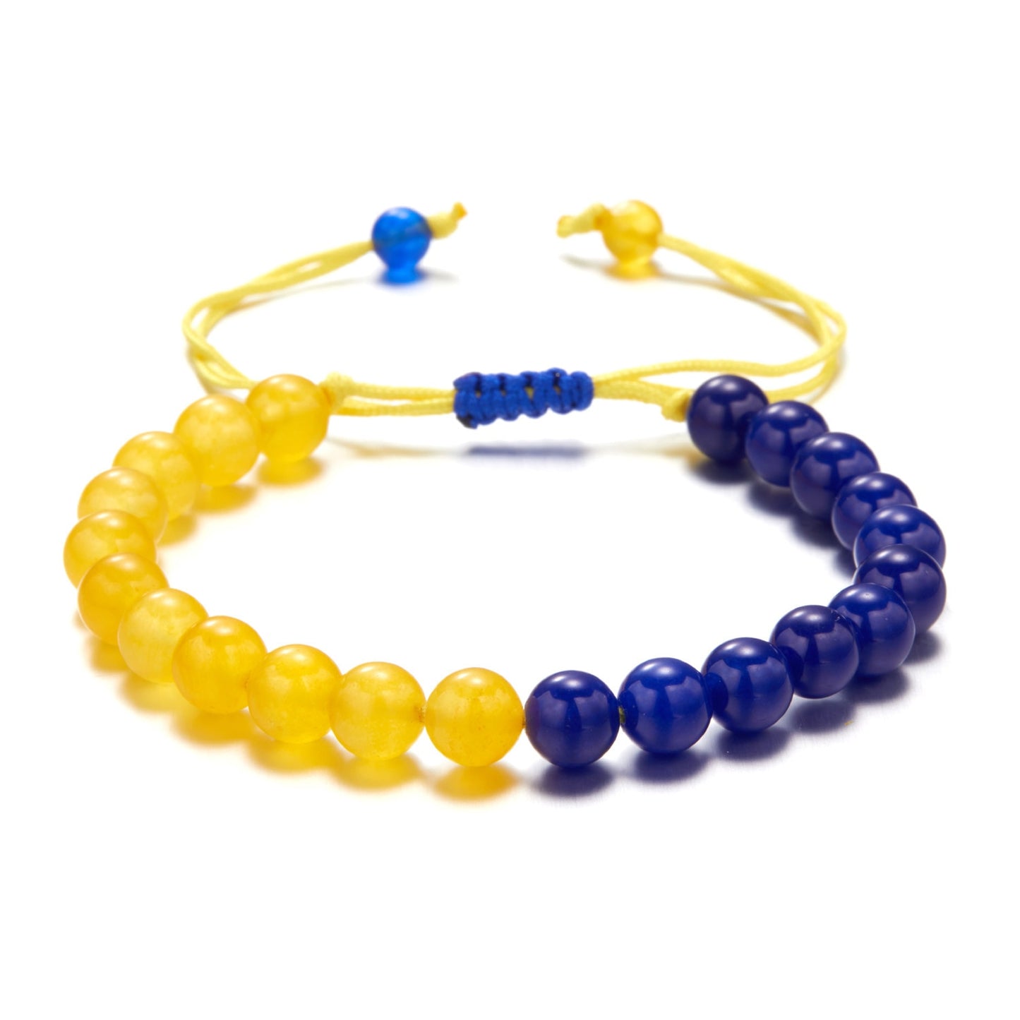 New Fashion Ukraine Beaded Bracelet For Men Smooth Natural Stone Handmade Charm Bracelets Women Patriotism Pride Jewelry