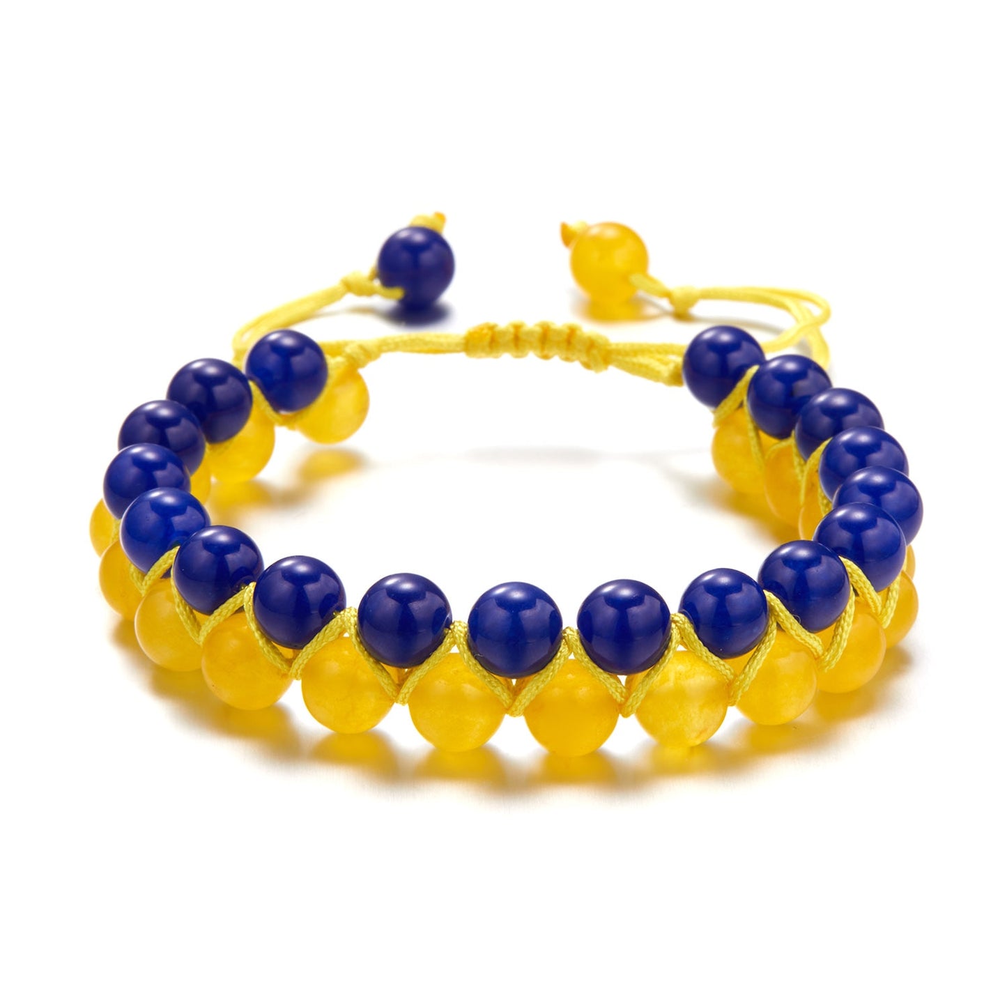 New Fashion Ukraine Beaded Bracelet For Men Smooth Natural Stone Handmade Charm Bracelets Women Patriotism Pride Jewelry