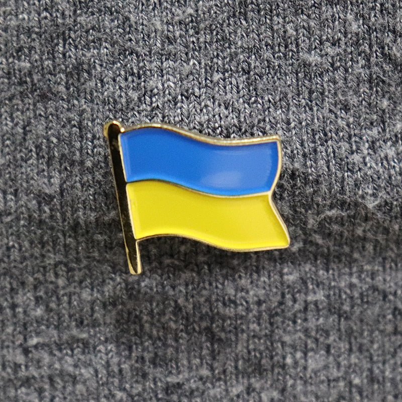 Ukraine Flag Brooch Coat of Arms of Ukraine Ukrainian Map Flag National Emblem National Flower Brooch Patriotic Badge Lapel Pins