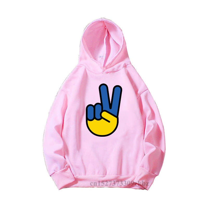 Girls New Fashion Ukrainian Trident Flag Sunflower Butterfly Print Pink Hoodies Kids Casual Yellow Blue Love Sweatshir Tops