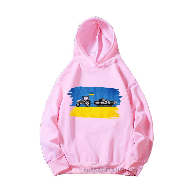 Girls New Fashion Ukrainian Trident Flag Sunflower Butterfly Print Pink Hoodies Kids Casual Yellow Blue Love Sweatshir Tops