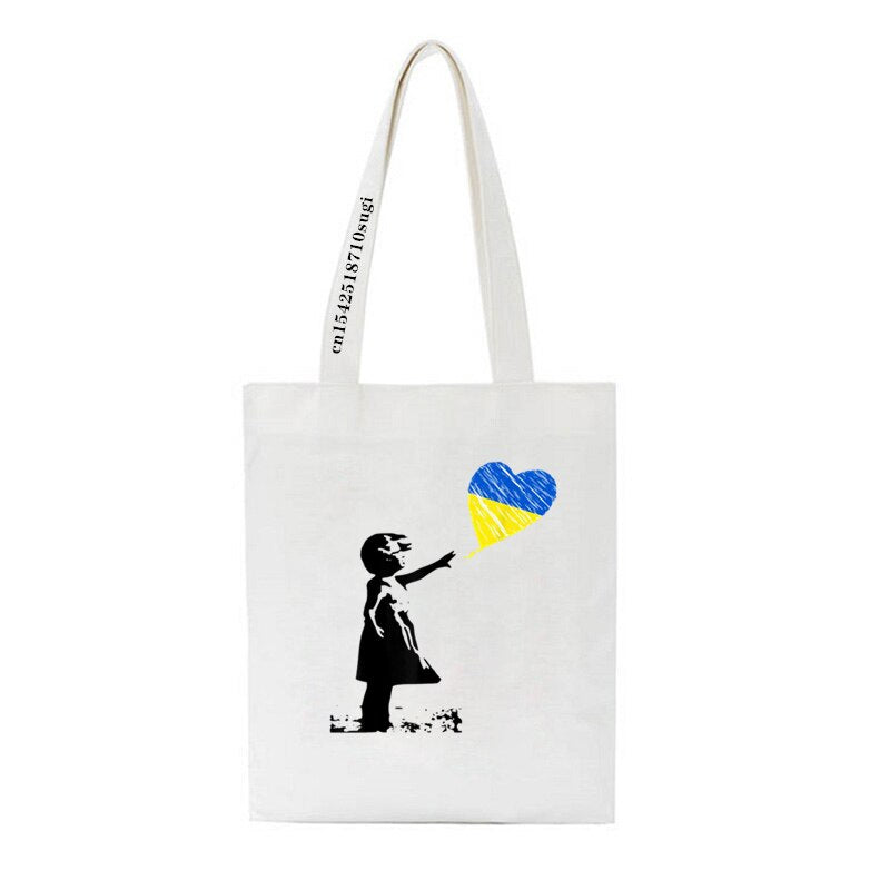 Women's Shoulder Bag Ukraine love graph Print Canvas Bag Fashion Large Capacity Shopping Shopper Ladies Hand Bags Tote Bags