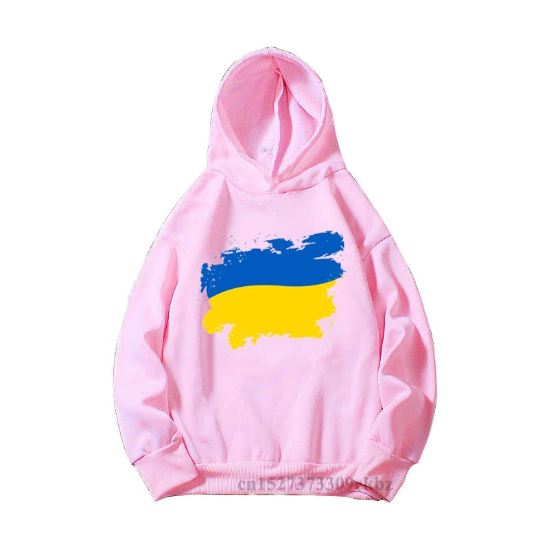 Girls New Fashion Ukrainian Trident Flag Sunflower Butterfly Print Pink Hoodies Kids Casual Yellow Blue Love Sweatshir Tops
