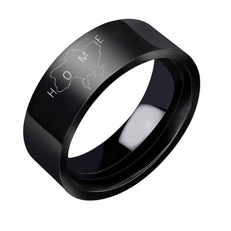 HOME Ukraine Map Rings for Women Men Fashion Punk Stainless Steel Sliver Black Plated Finger Ring For Lovers Friend Jewelry Gift