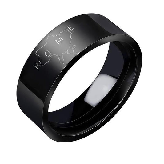 HOME Ukraine Map Rings for Women Men Fashion Punk Stainless Steel Sliver Black Plated Finger Ring For Lovers Friend Jewelry Gift