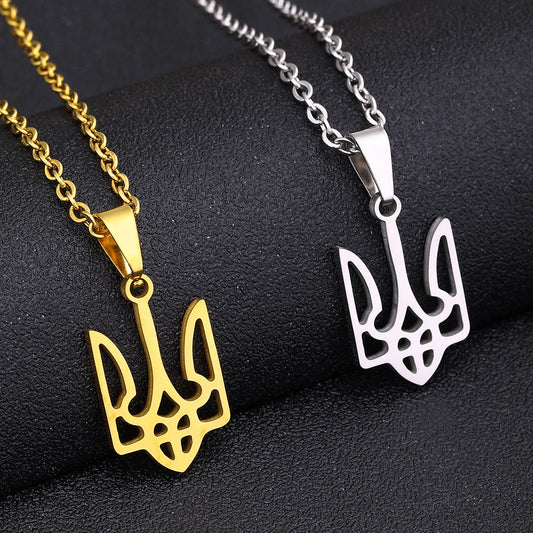 Ukraine Flag National Symbols Pendant Necklace Stainless Steel Men Women Tryzub Ukrainian Solidarity Choker Jewelry Gift
