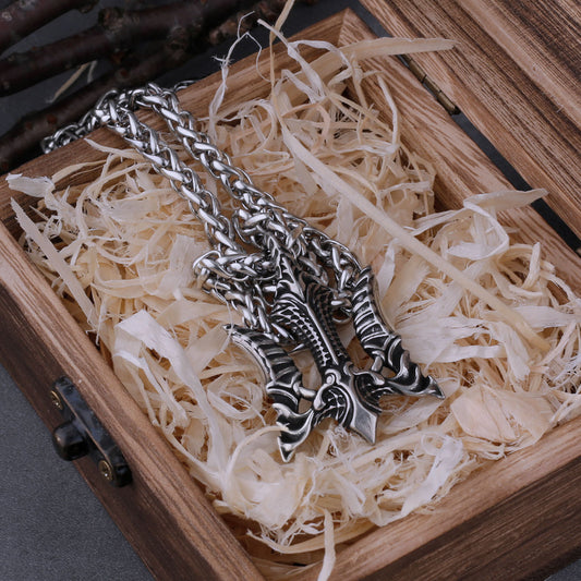 Vintage Poseidon Poseidon Trident Necklace Fashion Hip Hop Stainless Steel Pendant Viking Jewelry Gift Dropshipping