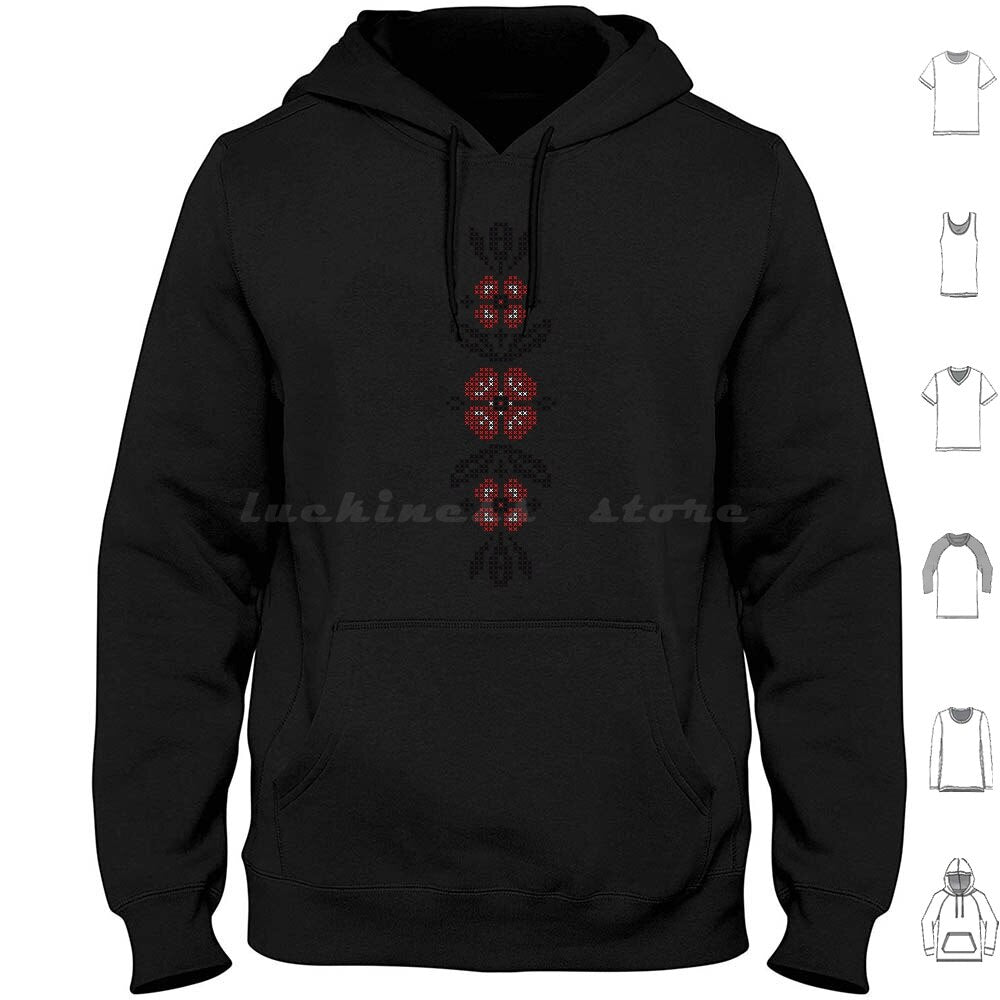 Cross-Embroidery In Ukrainian Folk Style , 02 Hoodie cotton Long Sleeve Ukraine Ukrainian Russian Pattern Cross Embroidery