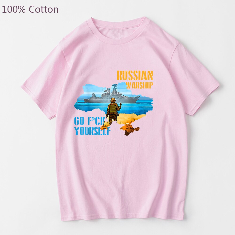 Ukrainian Flag with Farmer Tractor Pulls Tank Men T-Shirt 100% Cotton Short Sleeve Casual Summer Tees Male Streetwear Printing