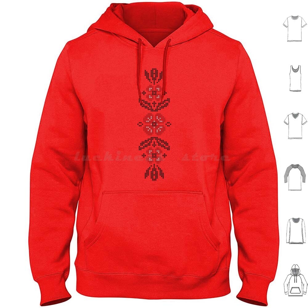 Cross-Embroidery In Ukrainian Folk Style , 02 Hoodie cotton Long Sleeve Ukraine Ukrainian Russian Pattern Cross Embroidery