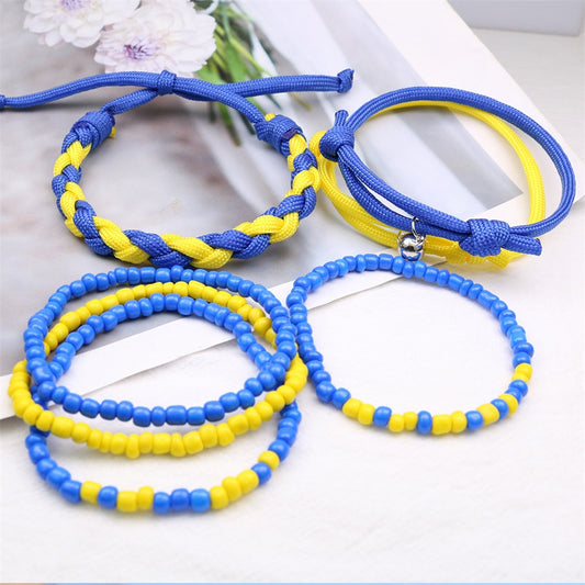 Charm Blue Yellow Ukraine Bracelets For Women Men Creative Ukrainian Flag Color Handmade Braided String Bracelet Couple Jewelry