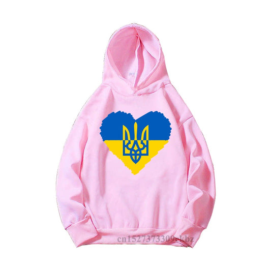 Girls New Fashion Ukrainian Trident Flag Sunflower Butterfly Print Pink Hoodies Kids Casual Yellow Blue Love Sweatshir Tops