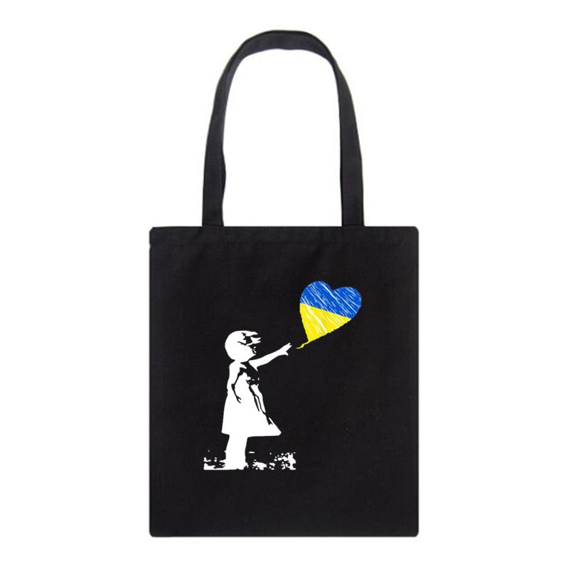 Women's Shoulder Bag Ukraine love graph Print Canvas Bag Fashion Large Capacity Shopping Shopper Ladies Hand Bags Tote Bags