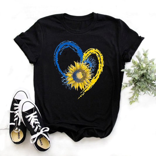 Cool Ukraine Flag Sunflower Vintage Ukrainian Lovers Ukraine Print Women Graphic T Shirt Summer Y2k Top Casual Oversized T Shirt