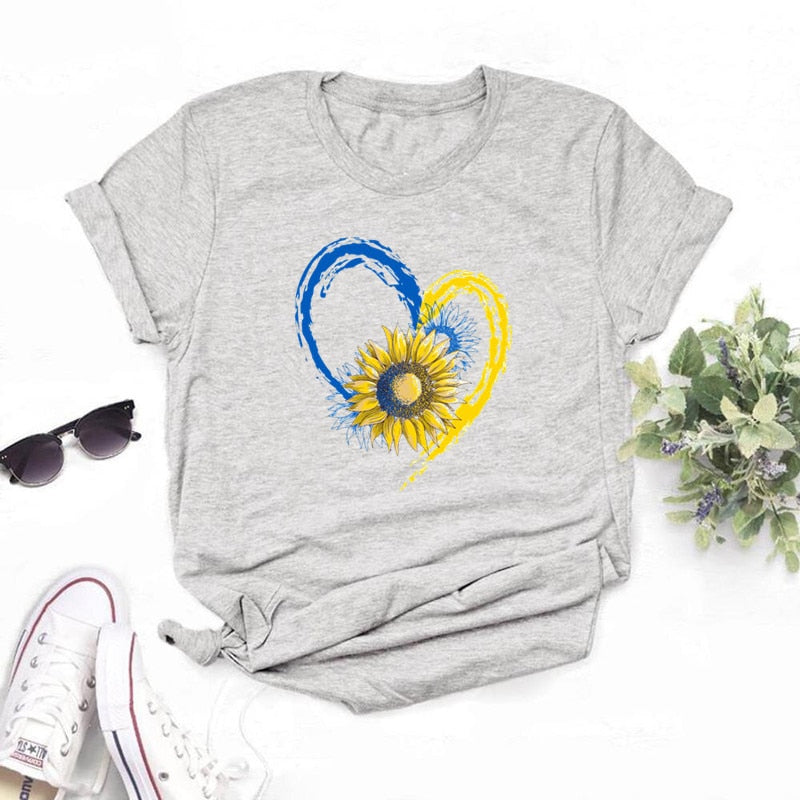 Cool Ukraine Flag Sunflower Vintage Ukrainian Lovers Ukraine Print Women Graphic T Shirt Summer Y2k Top Casual Oversized T Shirt