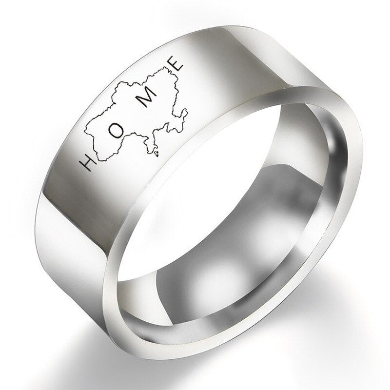 Women Ring Ukraine Map Rings Man Fashion Jewellery Wedding Couples Cute Silver Color Metal Stainless Steel Trend Accessories