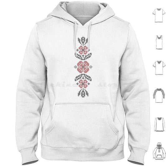 Cross-Embroidery In Ukrainian Folk Style , 02 Hoodie cotton Long Sleeve Ukraine Ukrainian Russian Pattern Cross Embroidery